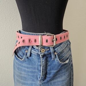 Abercrombie & Fitch Pink Canvas Belt with Silver Buckle